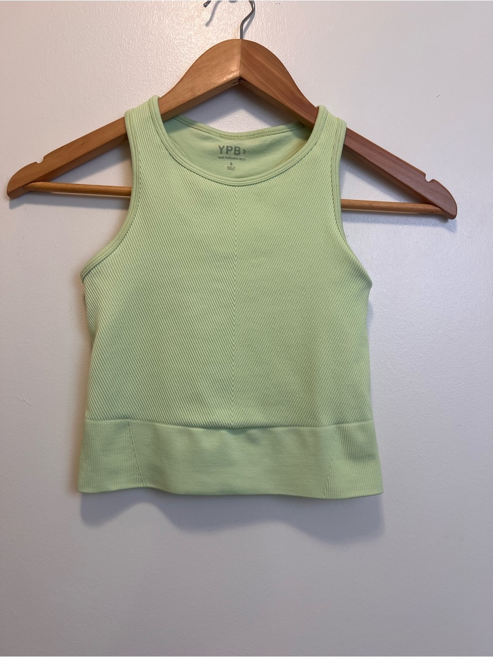 YPB Abercrombie Ribbed Racerback Crop Tank Top Pistachio Green Small active